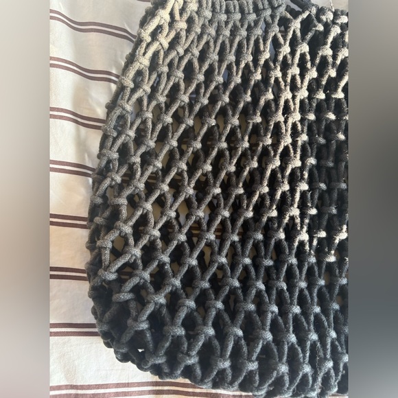 Clare V Sandy Black Woven Net Tote Bag - Picture 3 of 5